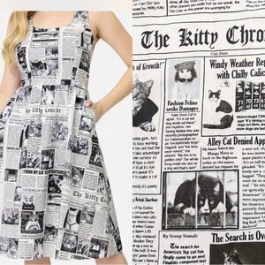 Newspaper Print Sleeveless Dress